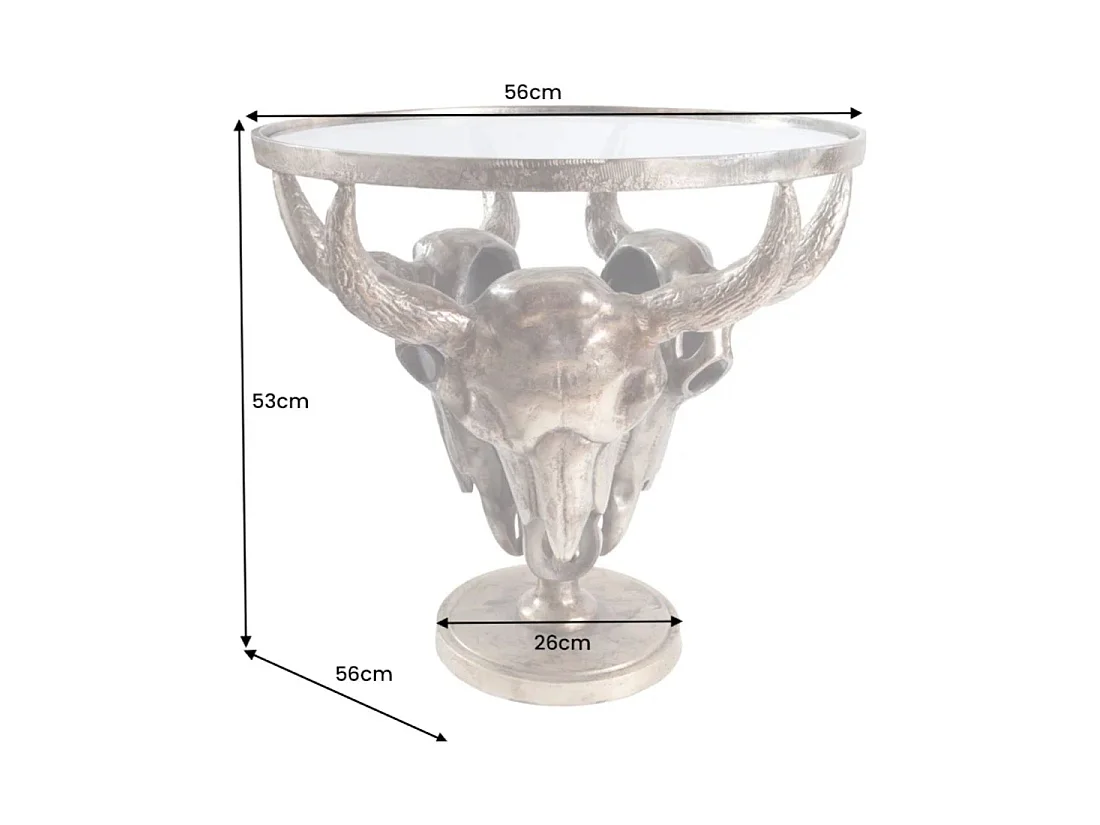 Ronde salontafel TAURVIK 56 cm in brons aluminium en glas in barokstijl