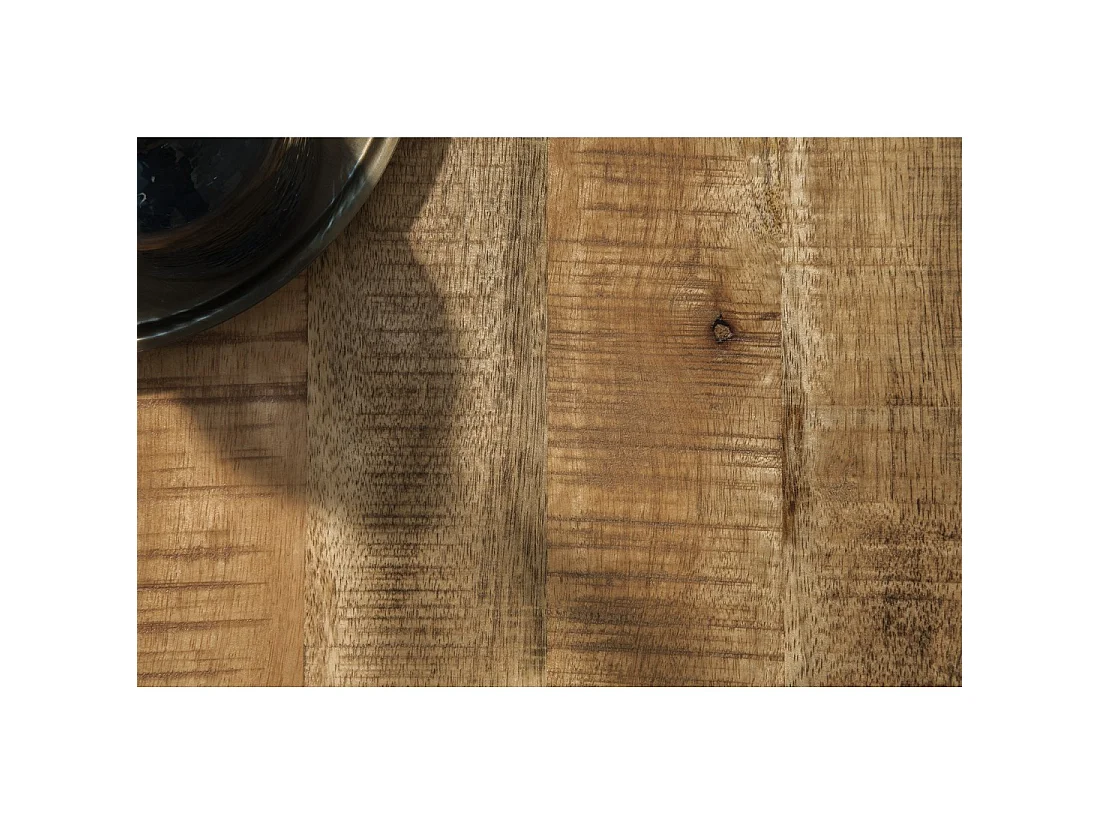 Table basse LUNARA bois massif de manguier pieds arqués – table carrée design classique naturel