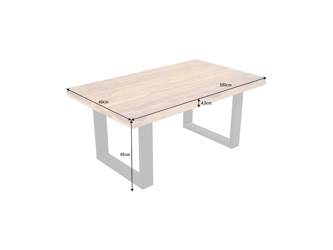 Couchtisch LODEN 100 cm aus massivem Sheeshamholz und schwarzem Metall – Industriestil