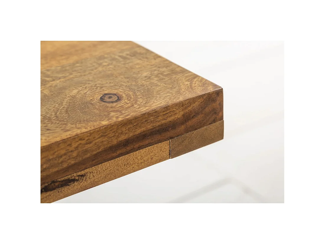Couchtisch LODEN 100 cm aus massivem Sheeshamholz und schwarzem Metall – Industriestil