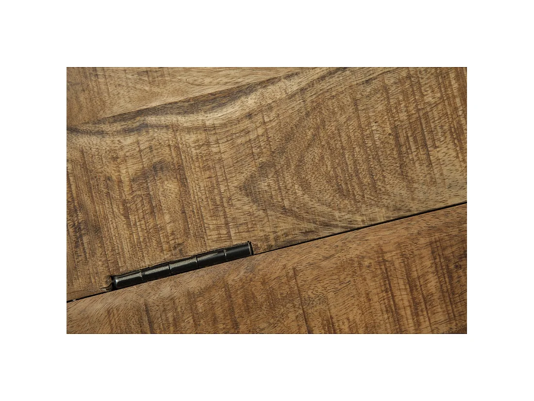 Ronde salontafel ORVIK 68 cm in massief mangohout en metaal - opbergkist
