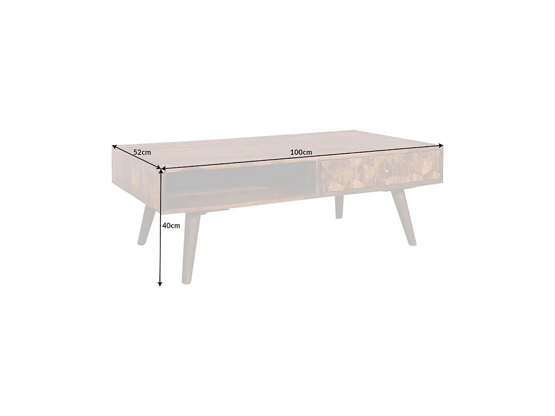Couchtisch SCANI 100 cm aus massivem, lackiertem Sheeshamholz im skandinavischen Stil