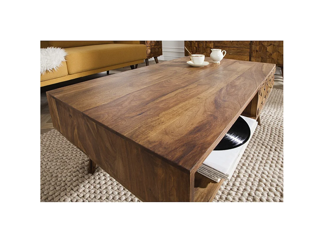 Couchtisch SCANI 100 cm aus massivem, lackiertem Sheeshamholz im skandinavischen Stil