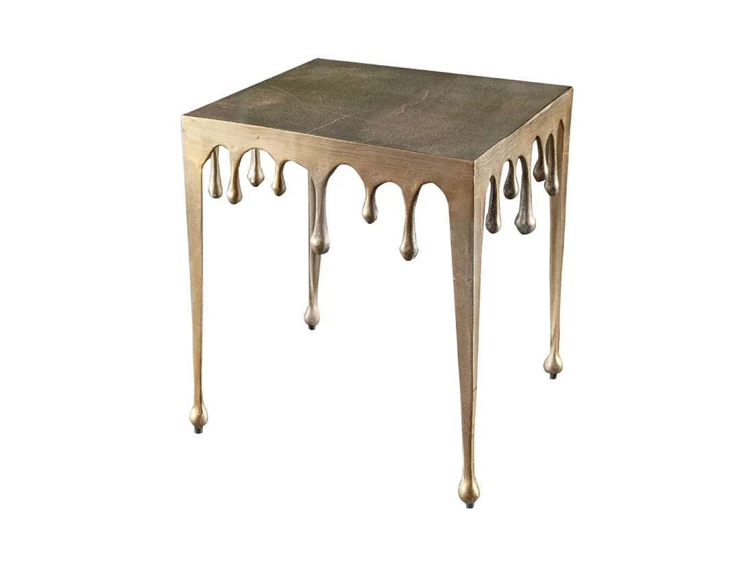 Table basse LAGUNA 46 cm en aluminium doré effet gouttes design contemporain