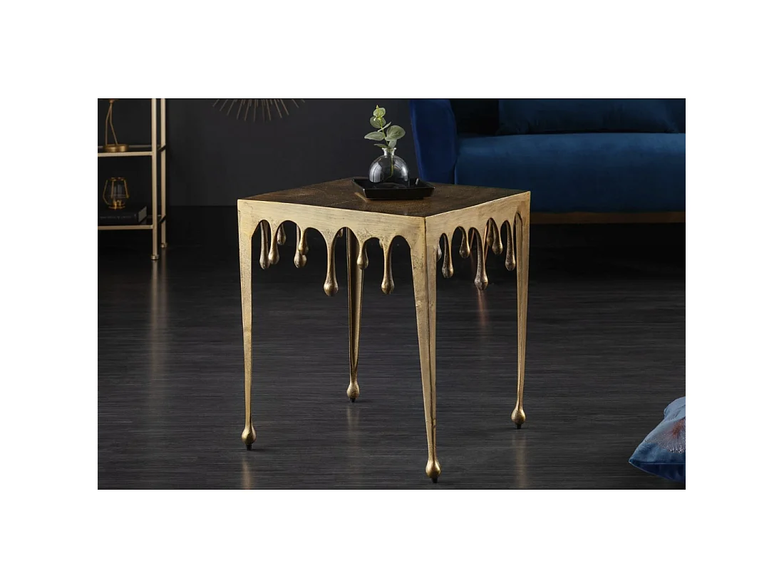 Table basse LAGUNA 46 cm en aluminium doré effet gouttes design contemporain