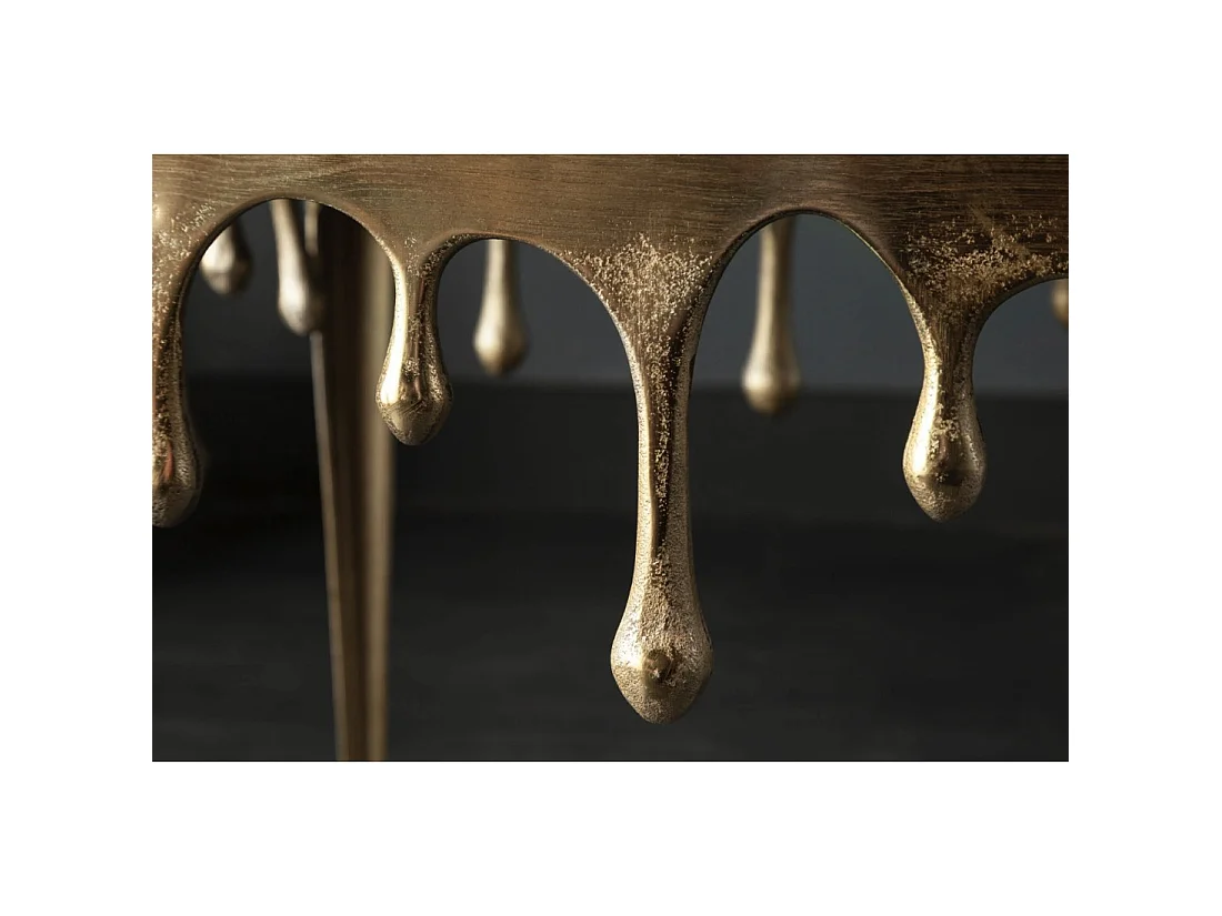 Table basse LAGUNA 46 cm en aluminium doré effet gouttes design contemporain