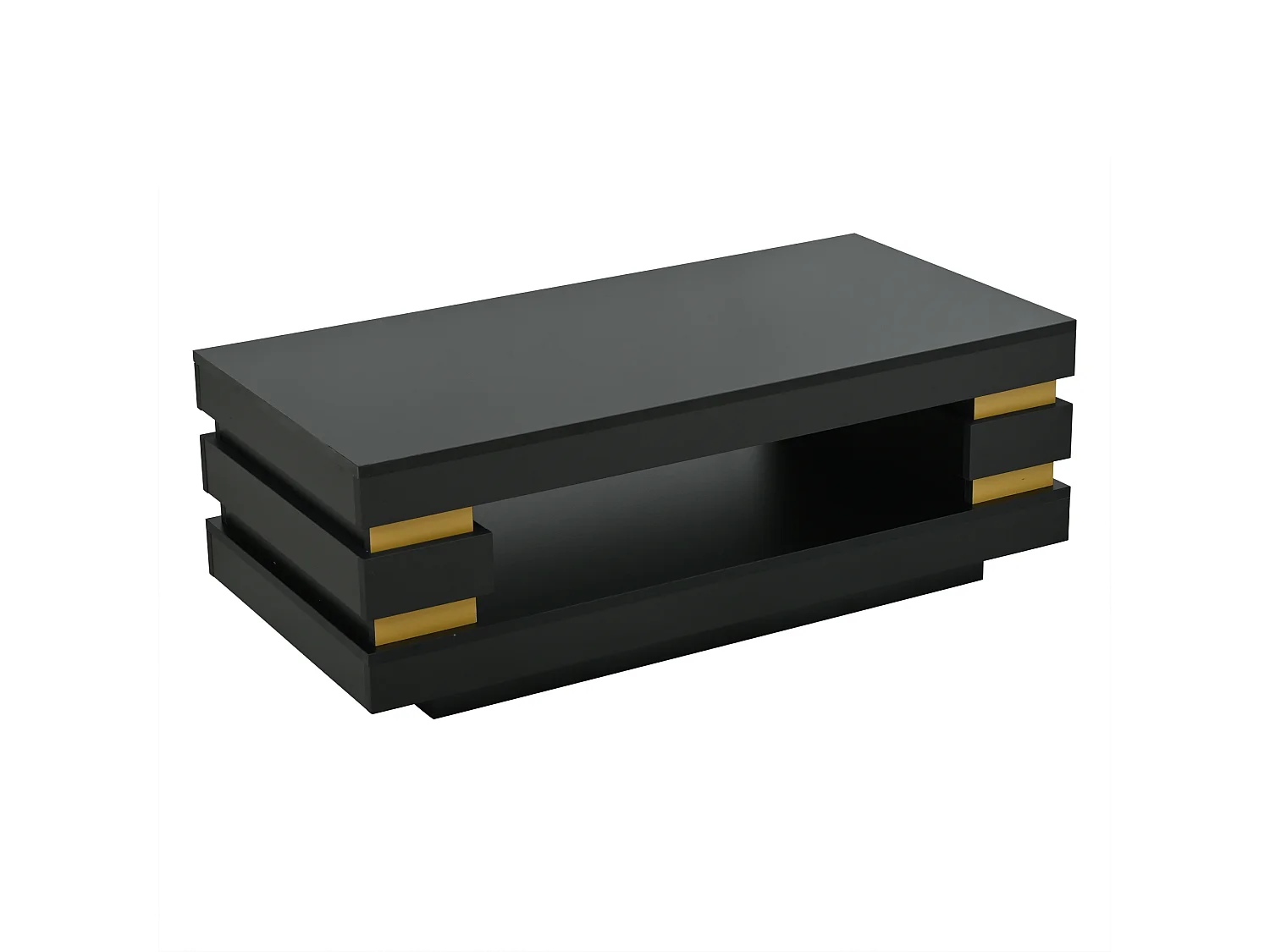 Table basse 100 x 50 x 35 cm avec rangement - Finition brillant noir