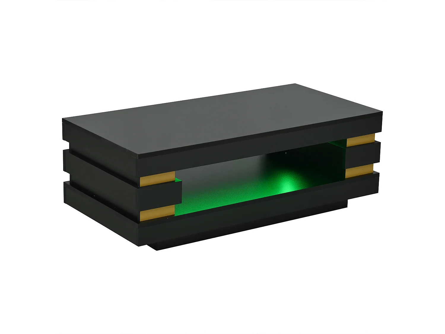 Table basse 100 x 50 x 35 cm avec rangement - Finition brillant noir