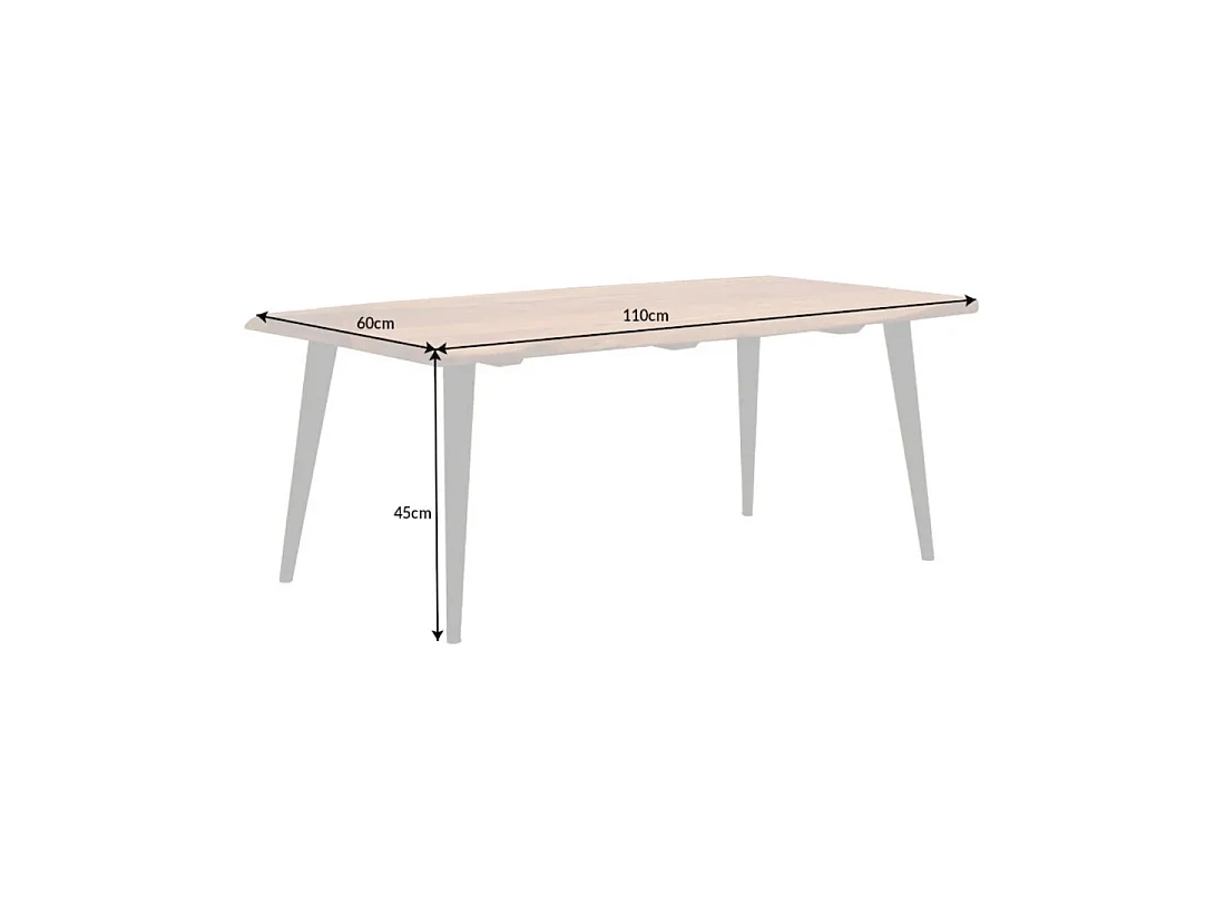 Salontafel NERA 110 cm in massief acaciahout met zwarte metalen poten - industriële stijl