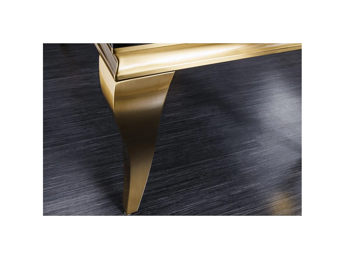 Glazen salontafel VELENA 100 cm zwart opaak – Gouden gebogen poten