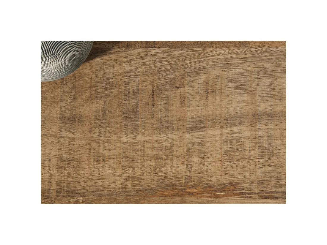 Mesa baja LODEN de 100 cm en madera maciza de mango con almacenamiento y metal negro - estilo industrial