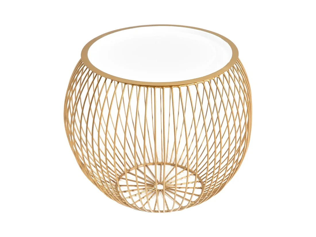 Table basse ELYSKA ronde 41 cm en métal doré avec plateau 32cm amovible style chic
