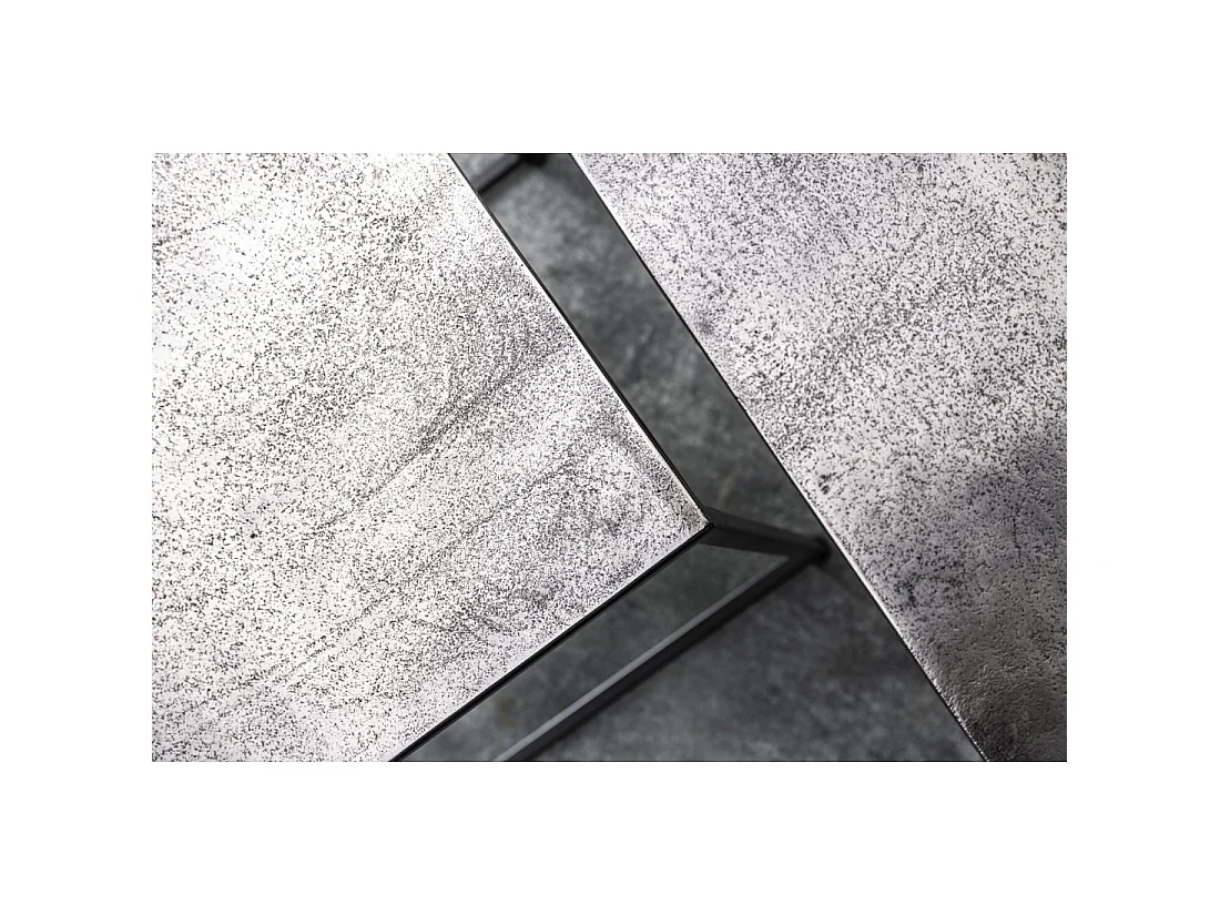Tables basses gigognes VORTEX aluminium gris texturé et métal noir – lot de 2 tables carrées design moderne