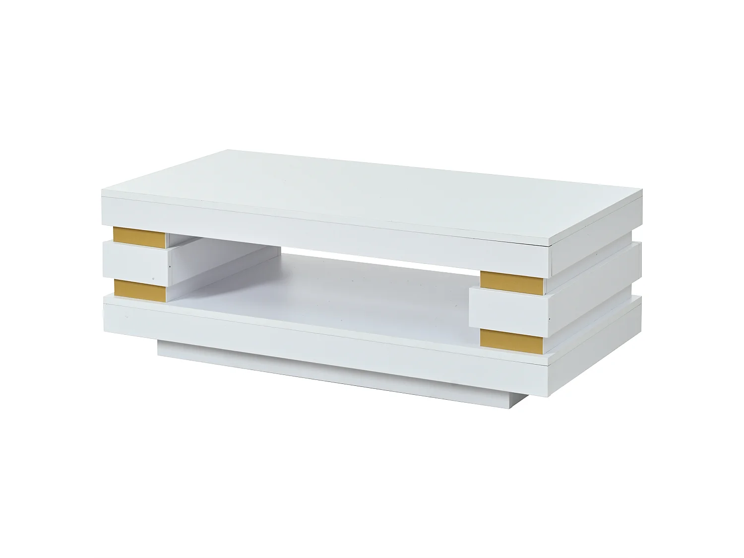 Salontafel 100 x 50 x 35 cm met opbergruimte - Glanzend witte afwerking