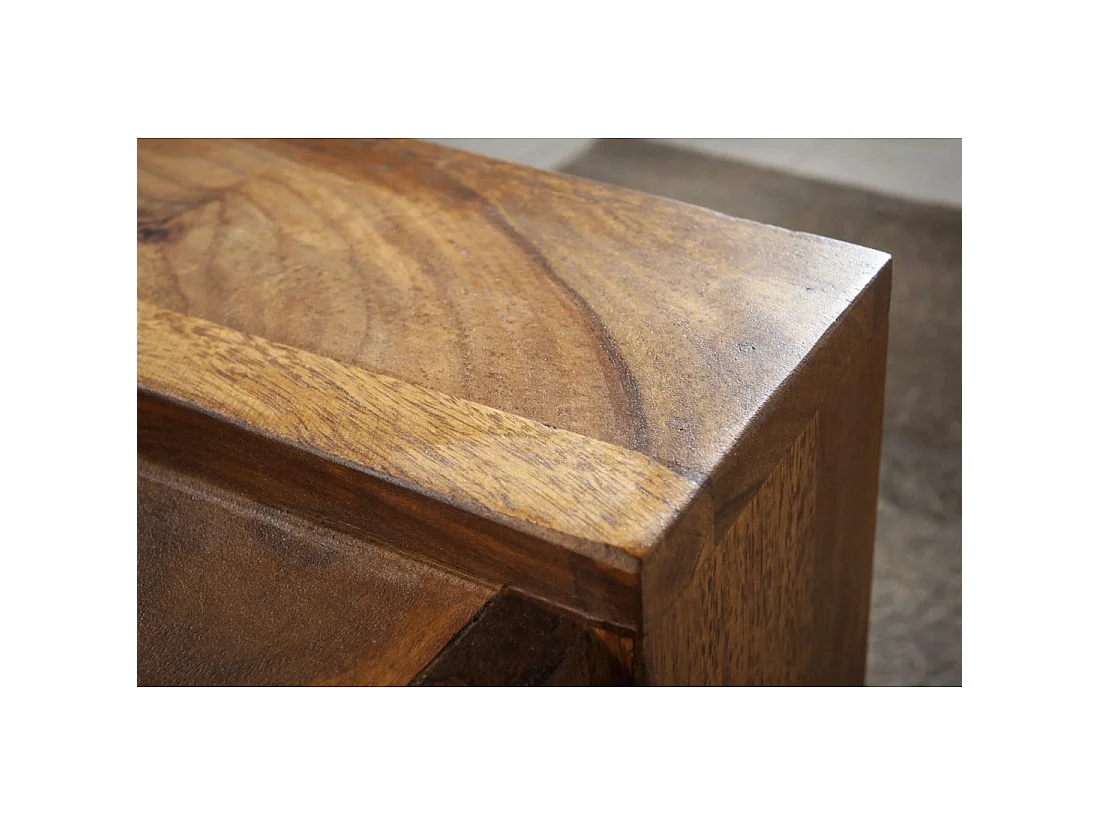 Table basse MOKARA 100 cm en bois massif de sheesham avec tiroir style contemporain
