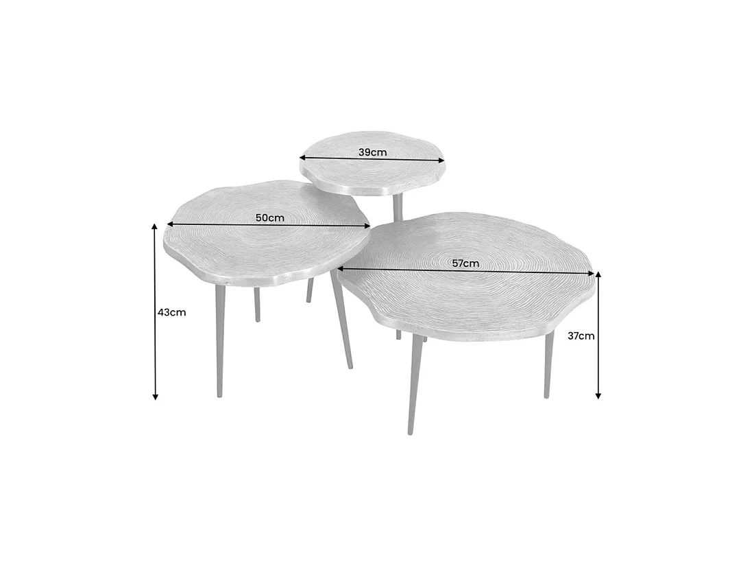 Lot de 3 tables basses gigognes NERA dorées et noir – design chic contemporain