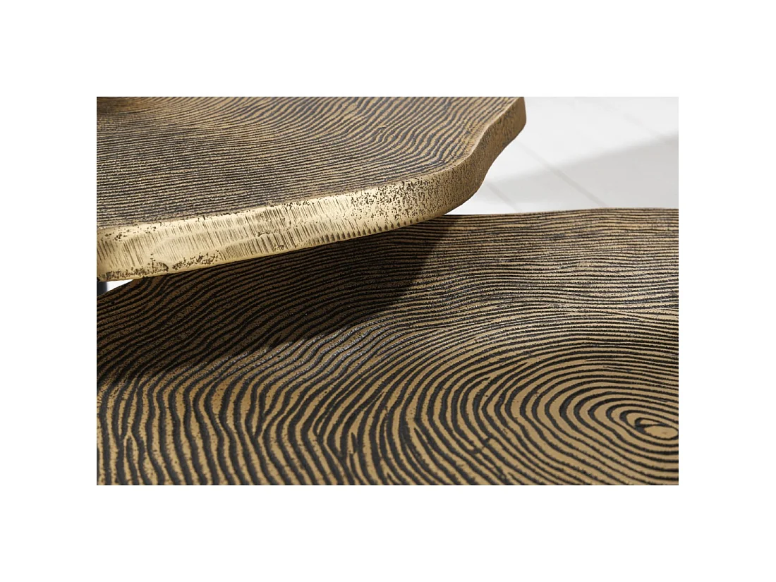 Lot de 3 tables basses gigognes NERA dorées et noir – design chic contemporain