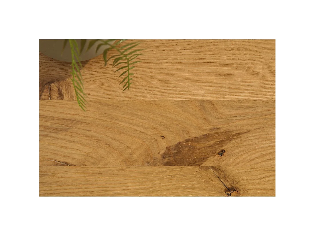 Mesa baja CAVARA 110 cm en madera maciza de roble aceitado con patas de metal negro en X - estilo industrial