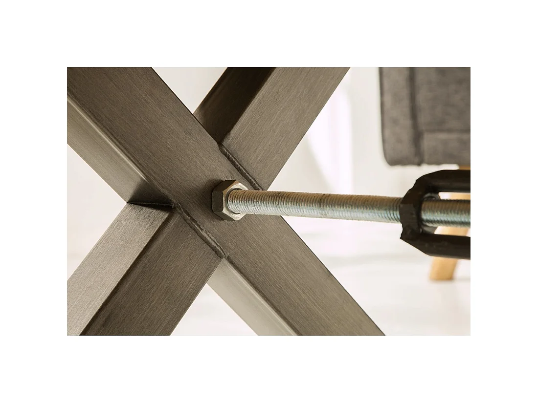 Mesa baja CAVARA 110 cm en madera maciza de roble aceitado con patas de metal negro en X - estilo industrial