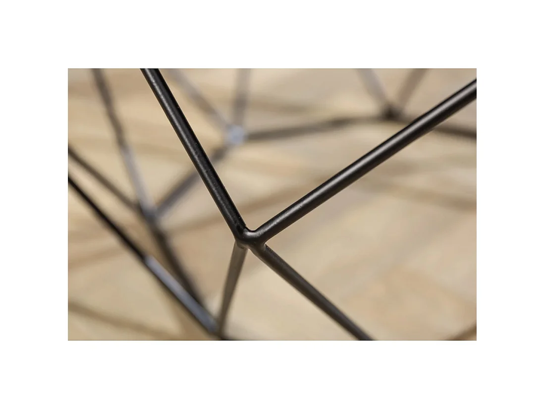 Lage tafel NEXORA 70 cm in grijs marmer en zwart metaal met geometrisch ontwerp