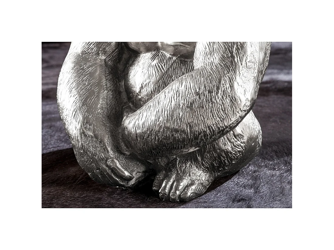 Table basse GORILOX ronde 60 cm en aluminium argenté et verre trempé