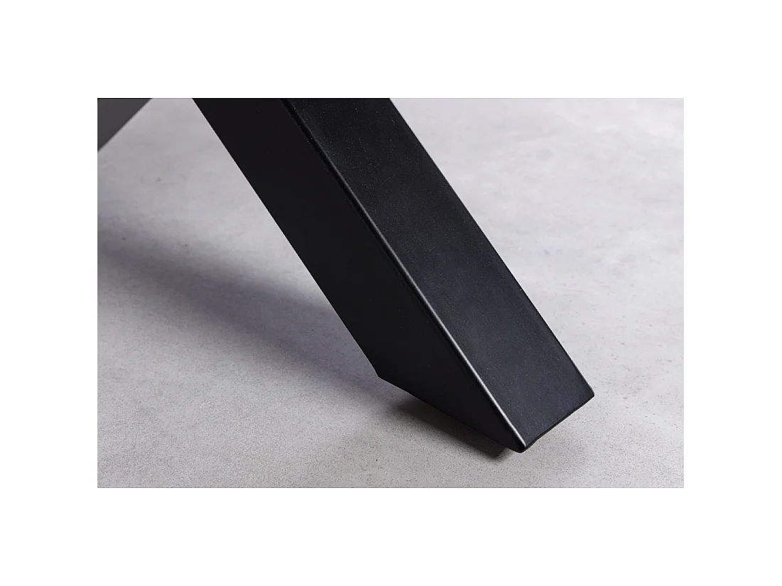 Mesa de centro RAFTA 110 cm en teca reciclada con vidrio templado – Diseño industrial con patas cruzadas de metal
