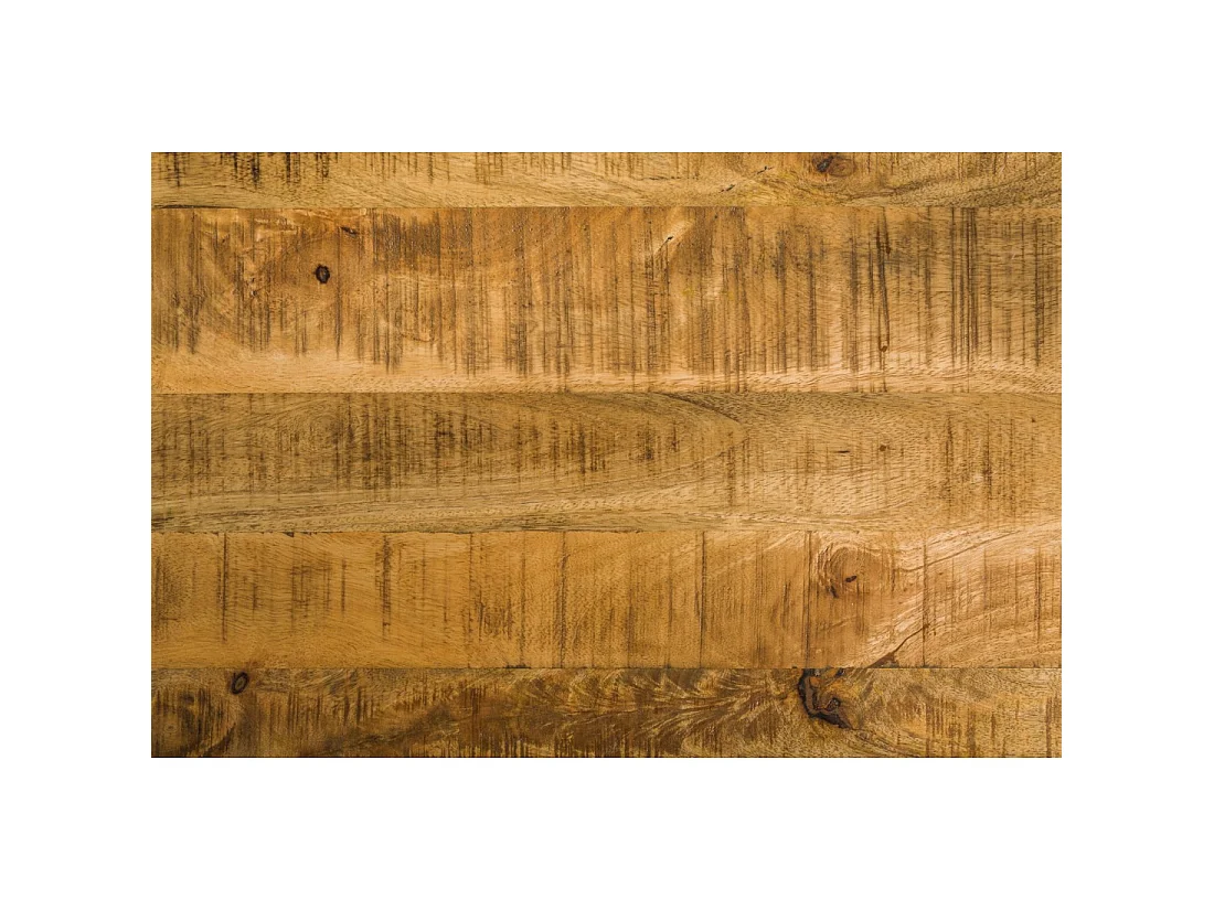 Mesa baja SILVA 100 cm en madera de mango macizo y metal negro – 2 nichos