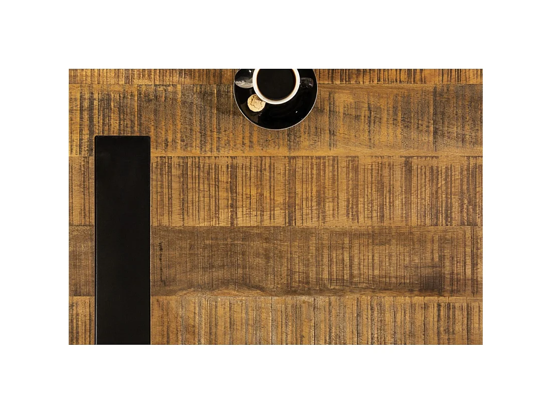 Salontafel LODEN 100 cm massief mangohout en zwart metaal – industrieel ontwerp