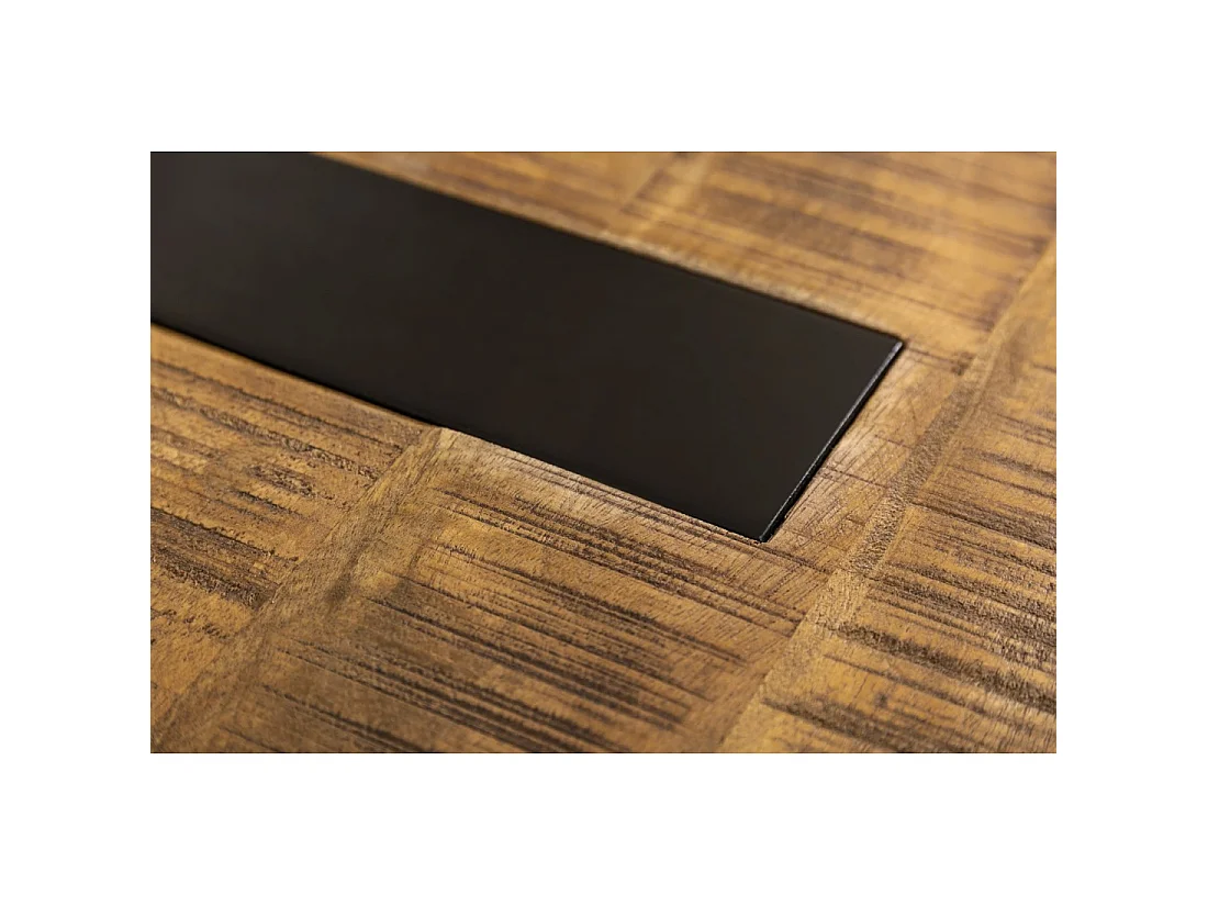 Salontafel LODEN 100 cm massief mangohout en zwart metaal – industrieel ontwerp