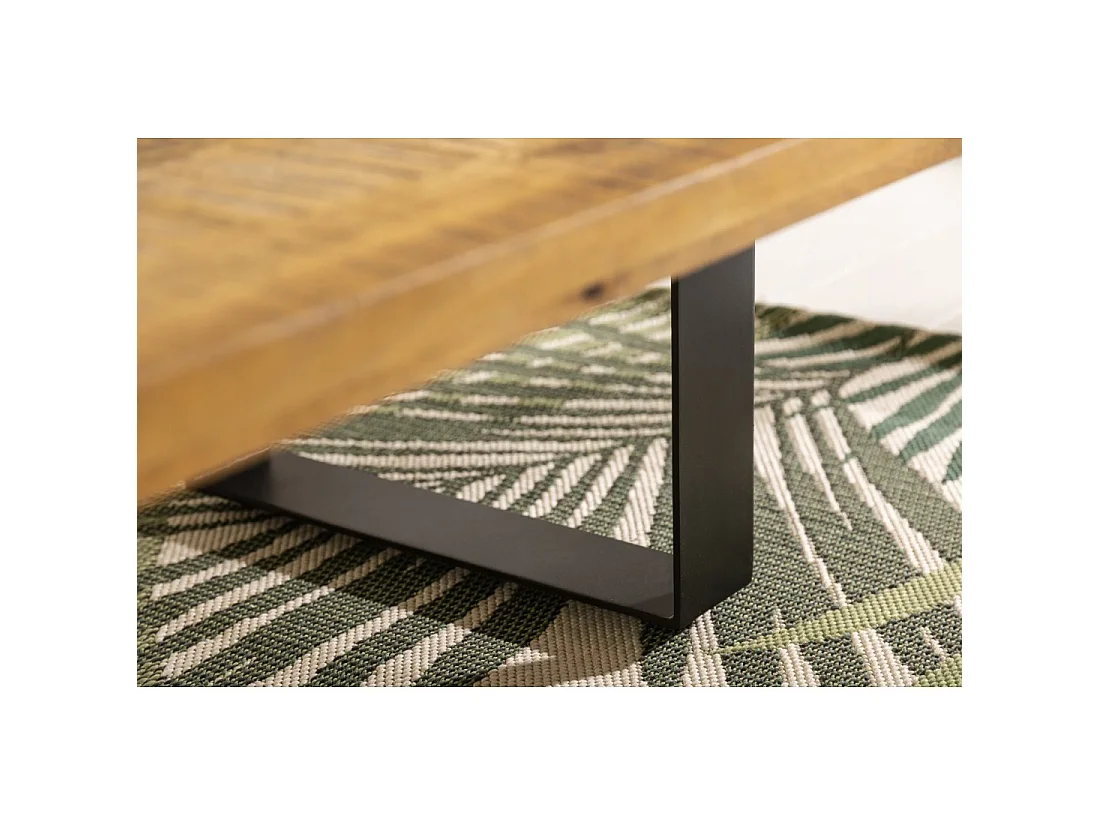 Salontafel LODEN 100 cm massief mangohout en zwart metaal – industrieel ontwerp