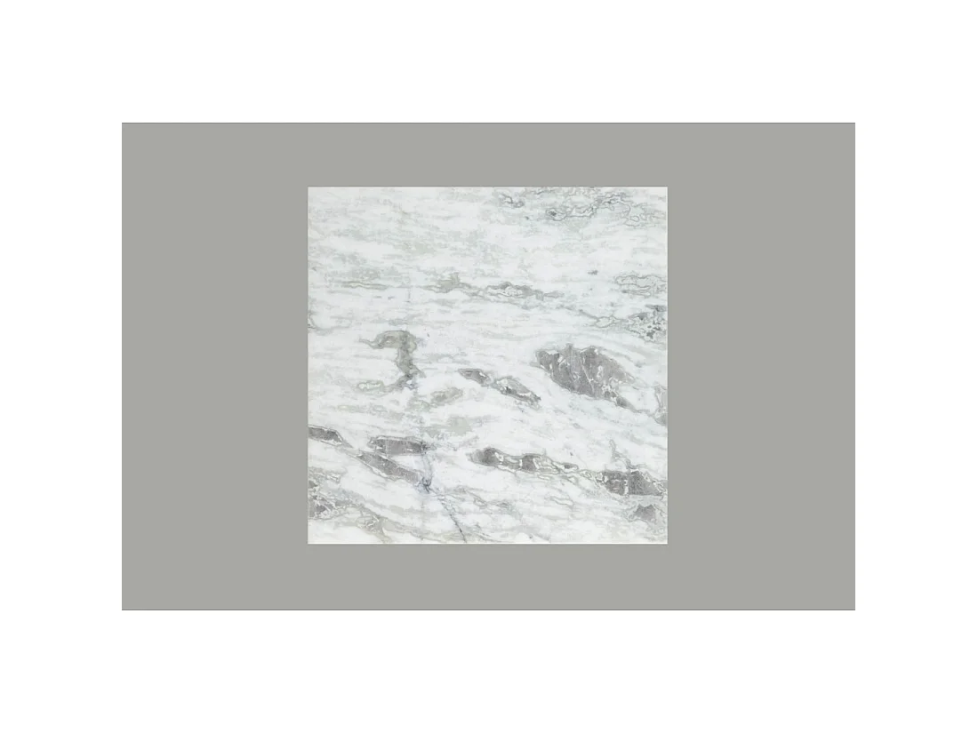 Table basse VORTEX 50 cm en marbre blanc poli avec structure métal noir