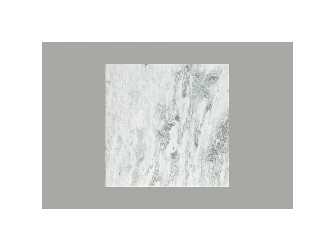 Table basse VORTEX 50 cm en marbre blanc poli avec structure métal noir