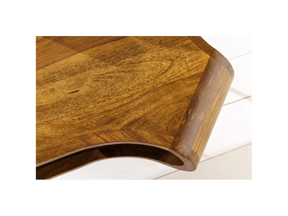 Mesa baja NERA 100 cm en madera maciza de Sheesham con nicho – estilo retro industrial