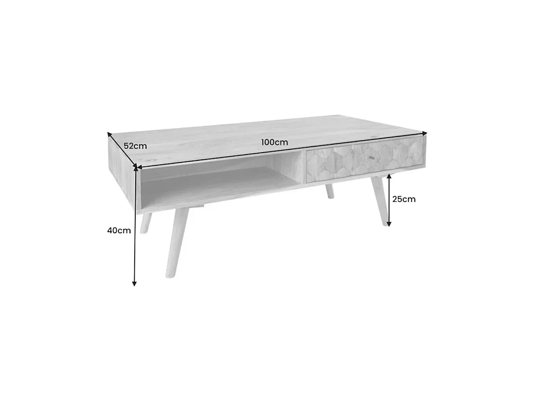 Beistelltisch SCANI 100 cm aus massivem lackiertem Akazienholz im skandinavischen Stil