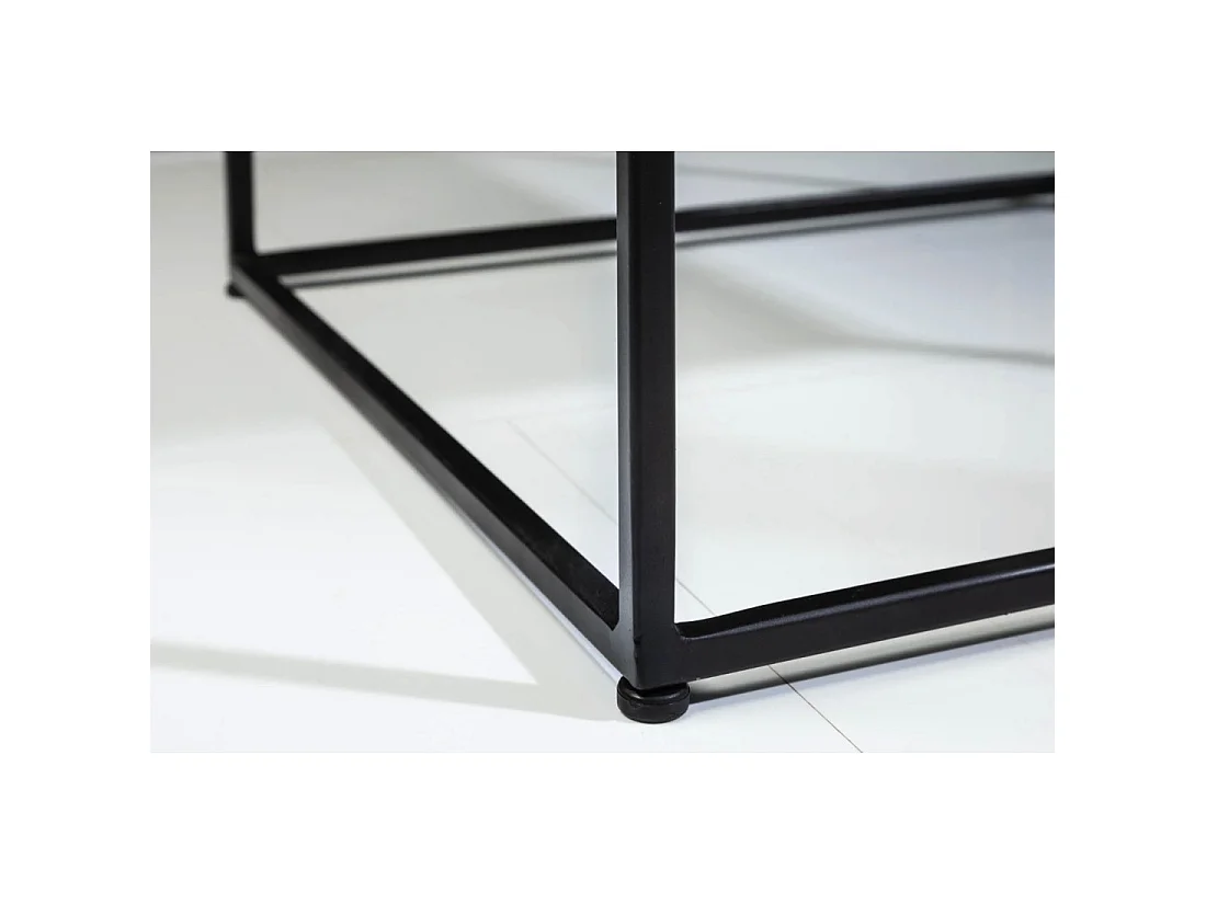 Table basse VORTEX 50 cm en marbre gris poli avec structure métal noir