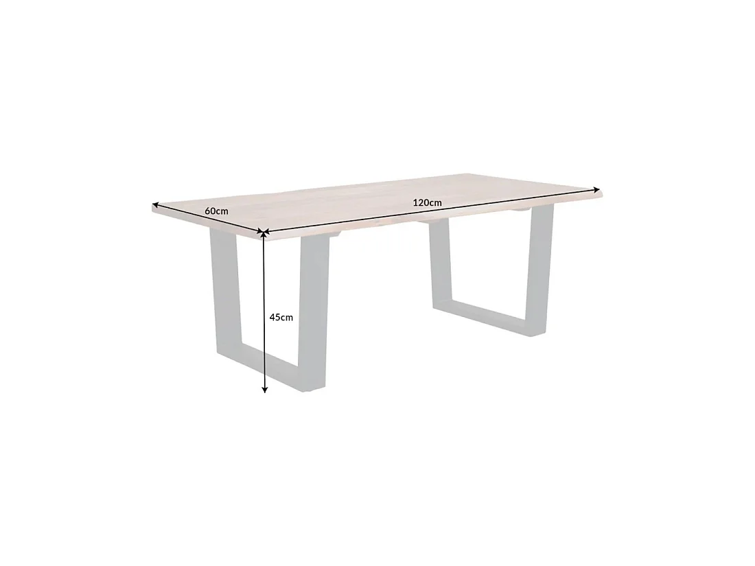 Table basse ARKAYA 120 cm en bois d'acacia massif avec pieds en métal noir en forme de U