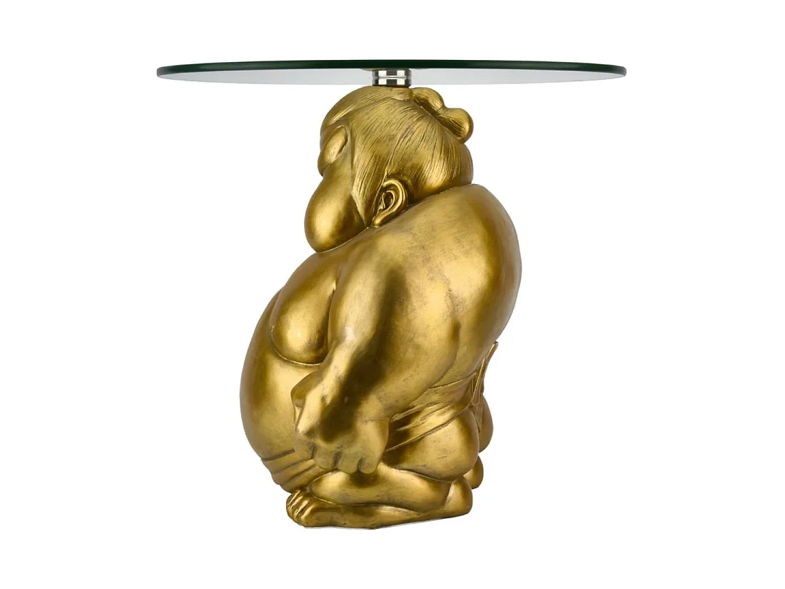Table basse TOKARA ronde 55 cm dorée avec pied sumo et verre