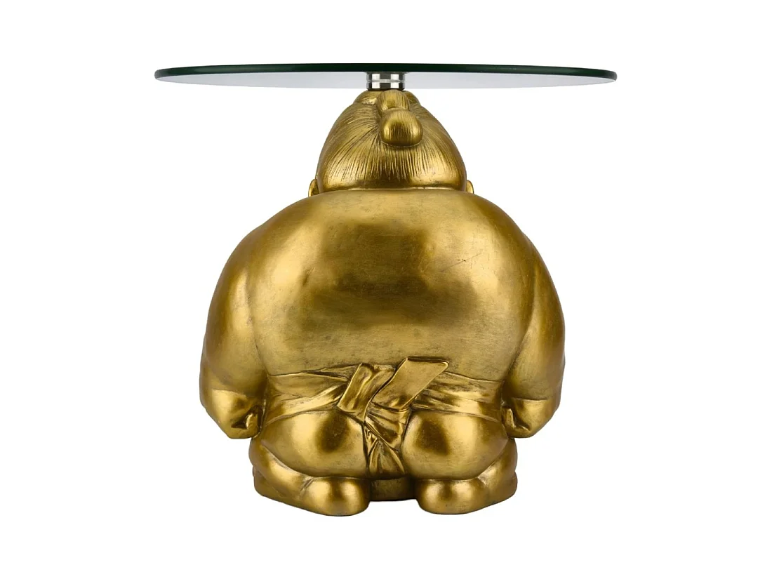 Table basse TOKARA ronde 55 cm dorée avec pied sumo et verre