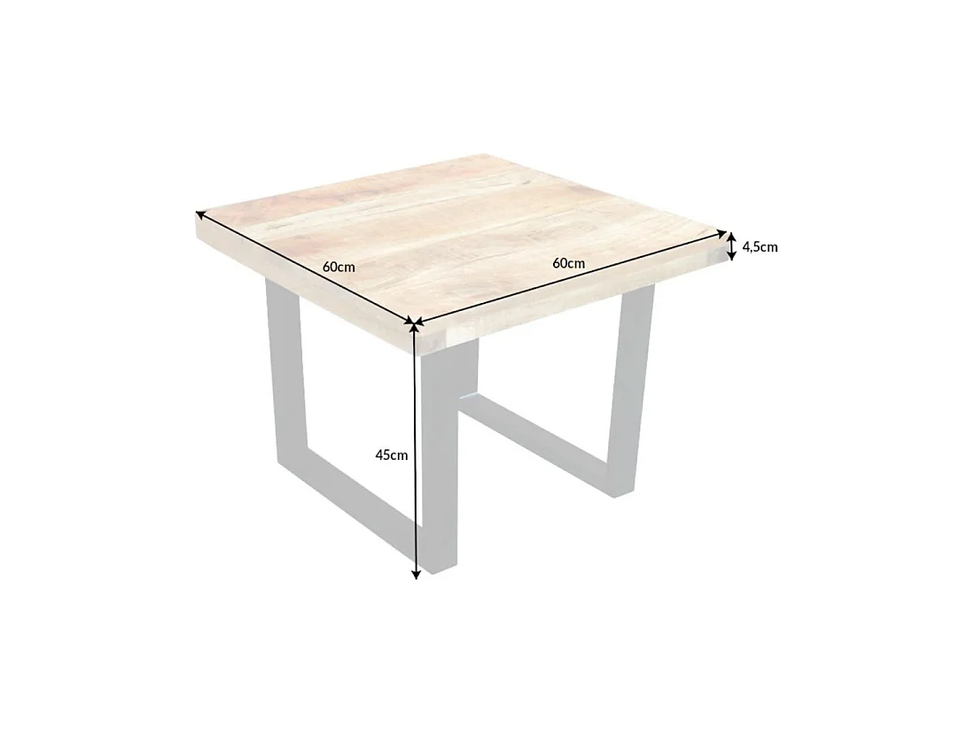 Table basse LODEN 60 cm en bois massif de manguier et métal noir – style industriel