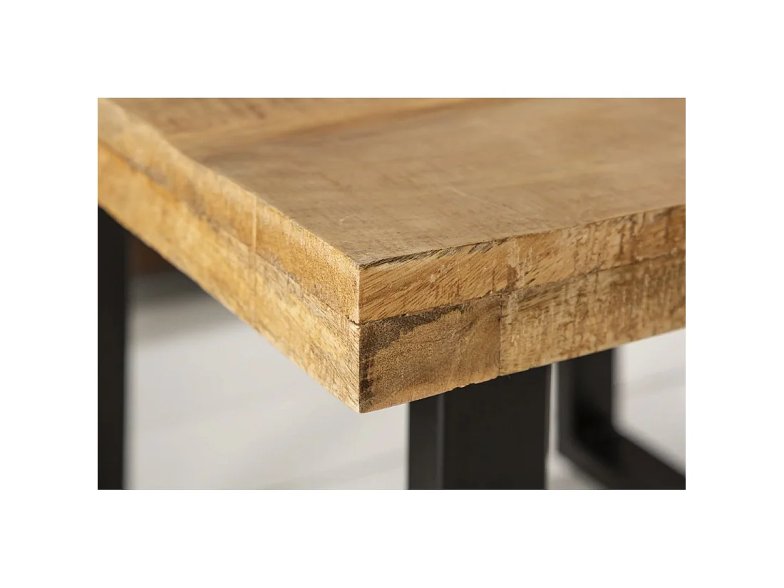 Table basse LODEN 60 cm en bois massif de manguier et métal noir – style industriel
