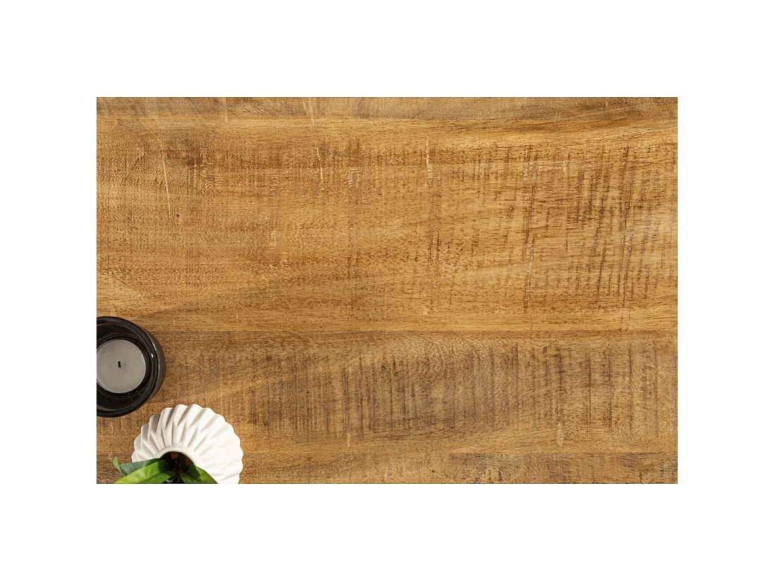 Table basse LODEN 60 cm en bois massif de manguier et métal noir – style industriel