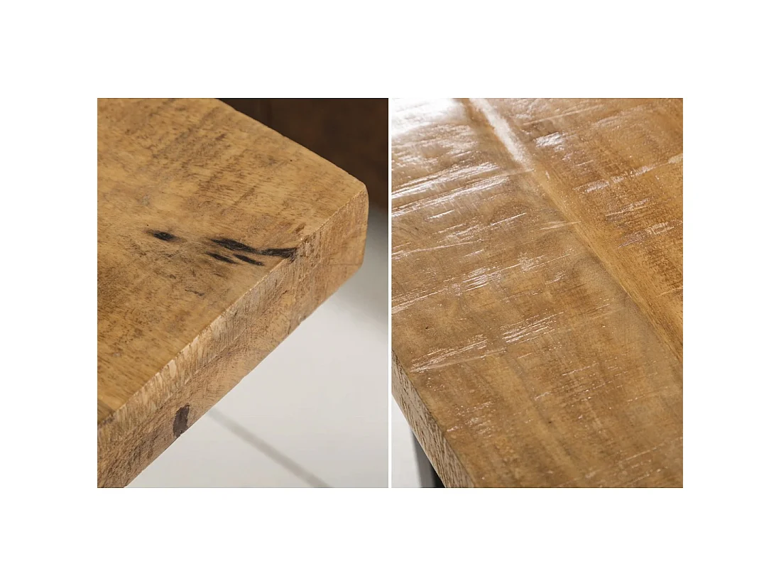 Table basse LODEN 60 cm en bois massif de manguier et métal noir – style industriel