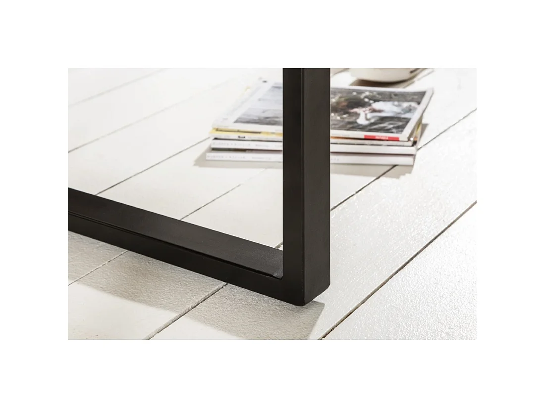 Table basse LODEN 60 cm en bois massif de manguier et métal noir – style industriel
