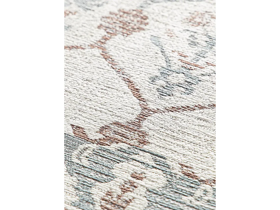 Tapis extérieur - vintage - bleu / rouille - 120 x 170 cm - LUA