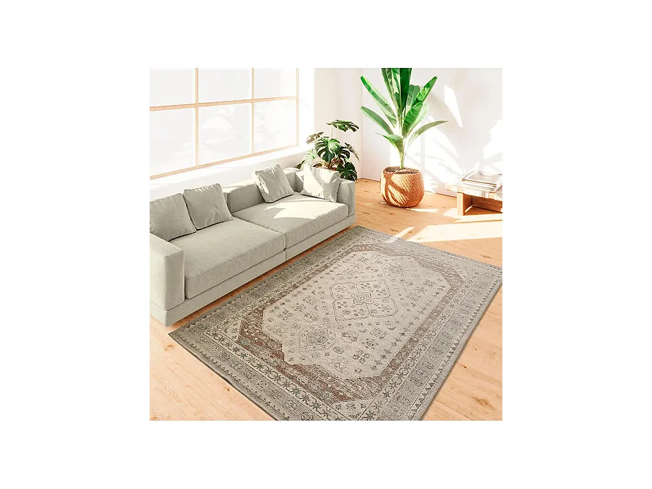 Tapis extérieur - vintage oriental - gris / rouille - 160 x 230 cm - LUA