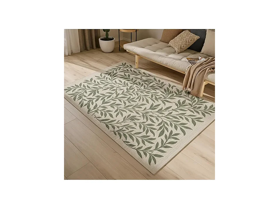 Tapis extérieur - motifs floraux - vert - 160 x 230 cm - LUA