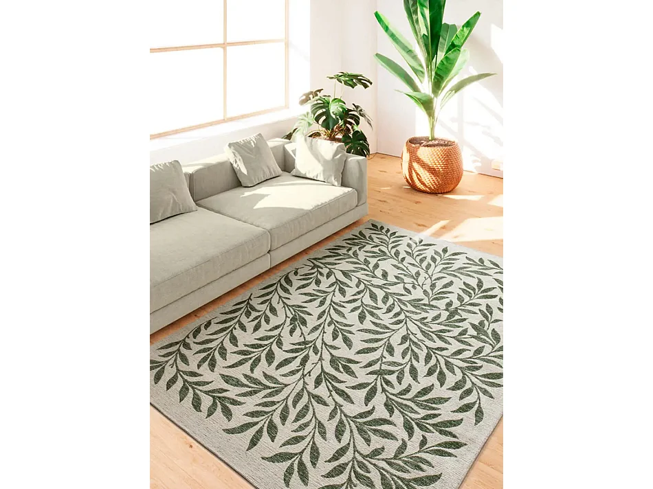 Tapis extérieur - motifs floraux - vert - 80 x 150 cm - LUA