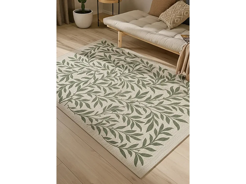 Tapis extérieur - motifs floraux - vert - 80 x 150 cm - LUA