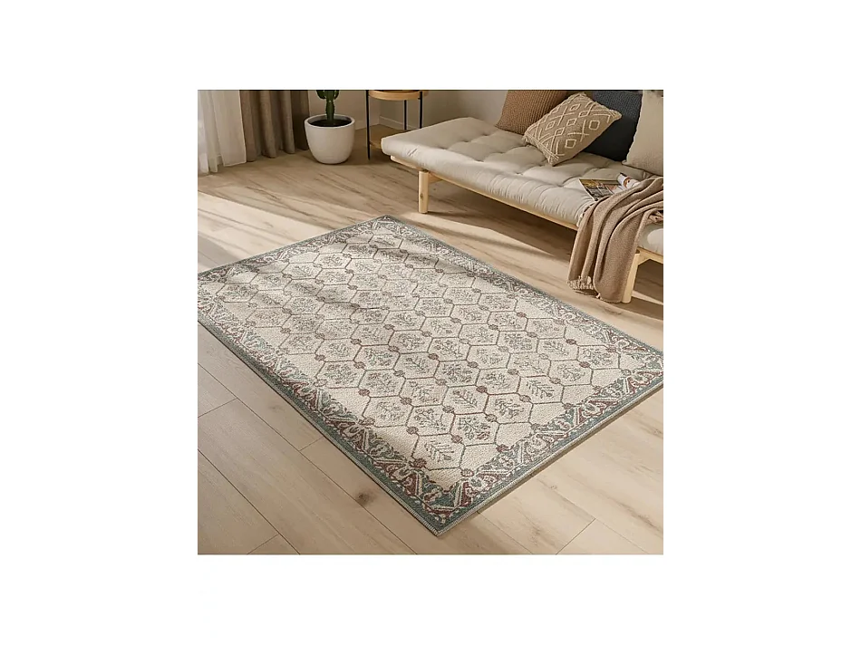 Tapis extérieur - vintage - bleu / rouille - 160 x 230 cm - LUA