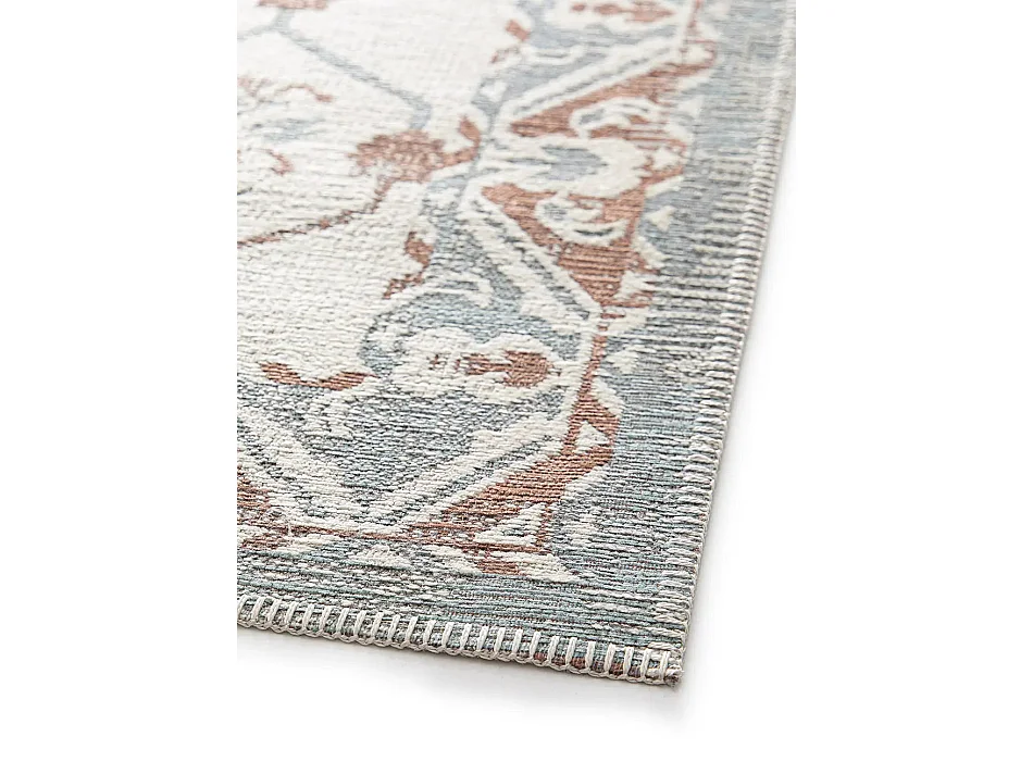 Tapis extérieur - vintage - bleu / rouille - 80 x 150 cm - LUA